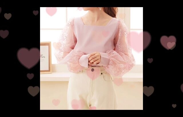 スクエアネックチュール刺繍長袖ブラウス